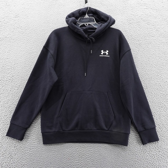 Under Armour Tops - Under Armour Womens Medium Essential Fleece Hoodie Black Loose Fit‎ Pullover NEW